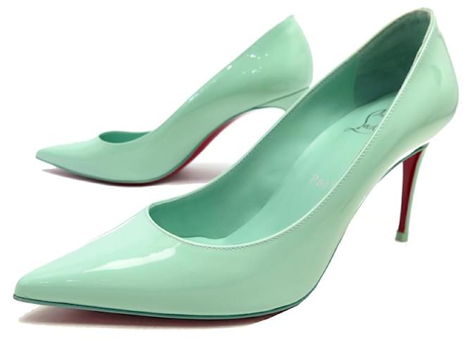 NEW CHRISTIAN LOUBOUTIN SO KATE SHOES 36.5 GREEN PATENT LEATHER PUMPS  ref.888300