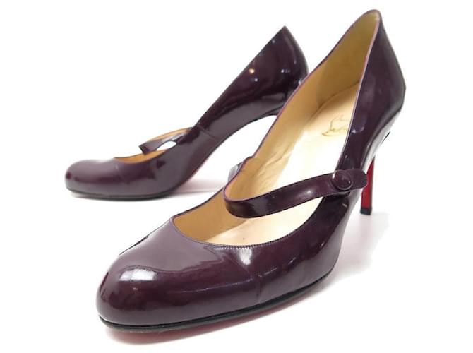 CHAUSSURES CHRISTIAN LOUBOUTIN WALLIS 100 MARY JANE 39 CUIR VERNIS SHOES Bordeaux  ref.888324
