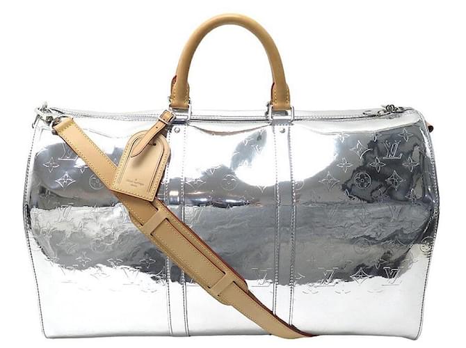 NEW LOUIS VUITTON KEEPALL TRAVEL BAG 50 MIRROR VIRGIL ABLOH M45886 NEW BAG Silvery Leather  ref.888331