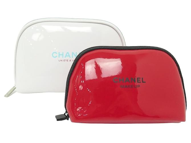 LOT 2 CHANEL KITS A SUMMER IN VENICE AND MAKE UP PATENT LEATHER RED WHITE  POUCH