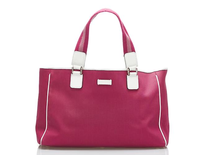 Gucci Canvas Web Tote Bag 264216 Pink Cloth  ref.888418