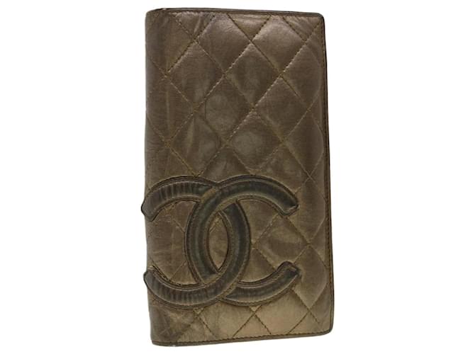 CHANEL Cambon Line Long Wallet Leather Brown CC Auth yk6391  ref.888515