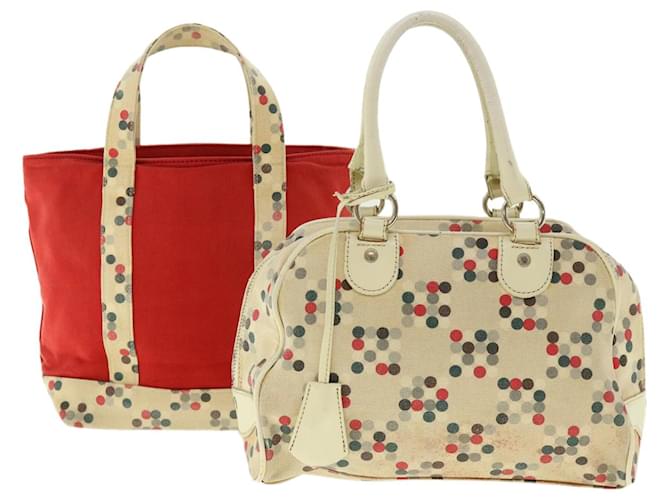 BURBERRY Hand Bag Canvas 2Set Beige Red Auth ti1012 Cloth  ref.888528