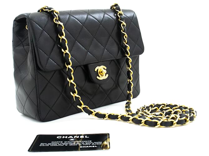 CHANEL Mini Square Small Chain Shoulder Bag Crossbody Black Quilt Leather  ref.888565