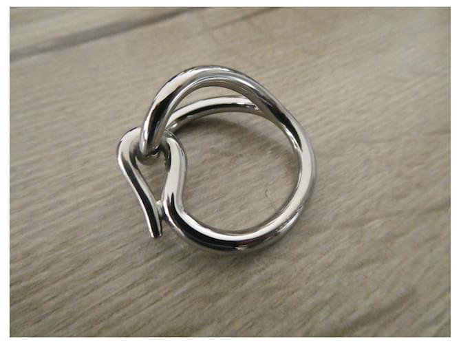 Hermès "jumbo" scarf ring in silver steel Silver hardware  ref.888590