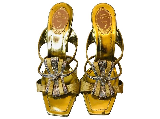 Rene Caovilla Mule champanhe René Caovilla Dourado