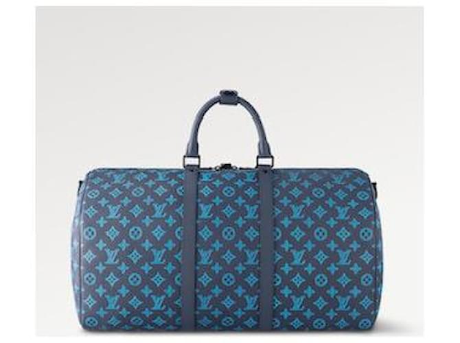 Louis Vuitton LV Keepall 50 monograma azul Couro  ref.888609