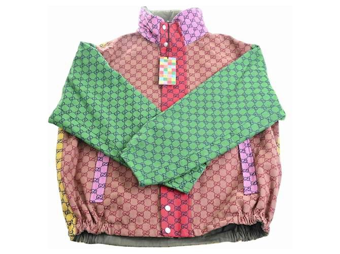 *Gucci Gucci Baumwoll-Polyester GG Canvas reversible Blousonjacke mehrfarbig von Mehrfarben Baumwolle  ref.888672