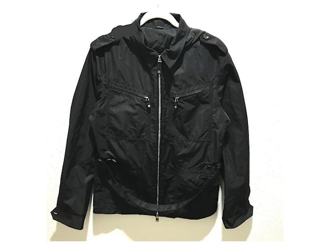 * GUCCI Gucci linha de correias externa com zíper jaqueta de nylon jaqueta de poliéster/algodão masculino preto preto  ref.888674