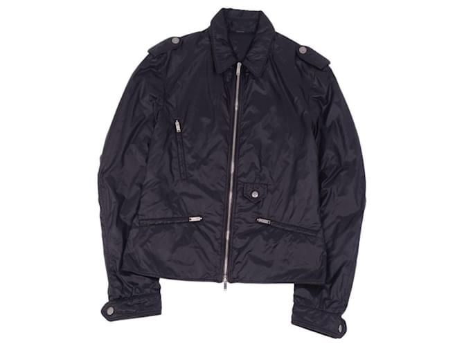 *Gucci GUCCI Jacke mit Reißverschluss, gepolsterte Nylon-Oberbekleidung für Herren, hergestellt in Italien 46 (äquivalent zu S) Schwarze Farbe Polyester  ref.888675