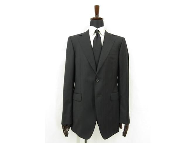 *[GUCCI Gucci] Einzelstück aus Mohairmischung 2 Jacke mit geknöpftem, gestreiftem Webmuster (Herren) Size 48R schwarz Wolle  ref.888682