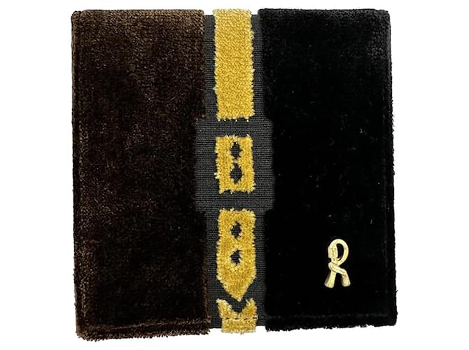 Autre Marque Cartera Roberta di Camerino Castaño Negro Cuero Terciopelo  ref.888878