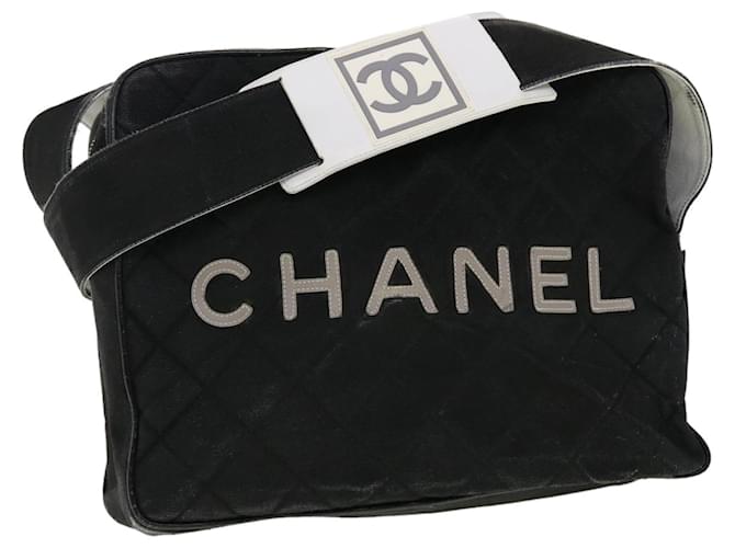 CHANEL Sports Matelasse Shoulder Bag Canvas Black White CC Auth yk6515 Cloth  ref.888902