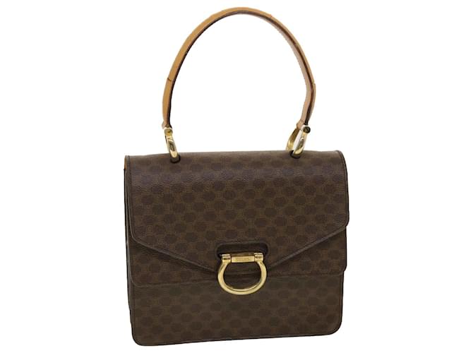 Céline CELINE Macadam Canvas Hand Bag PVC Leather Brown Auth ar9218  ref.888927