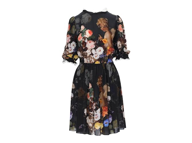 Dolce & Gabbana Kleid mit Barockgemälde-Print Mehrfarben Seide  ref.888962