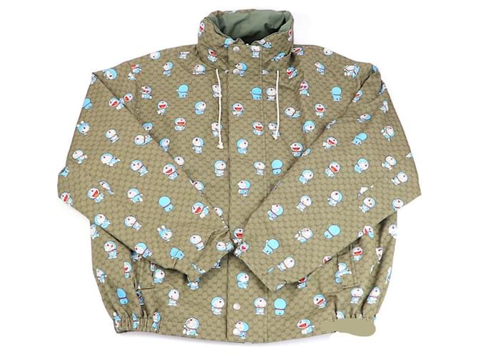 *Gucci x Doraemon [GUCCI x DORAEMON] GG Reversible Jacket Detail 2 Beige x Green Outer Hood Apparel Men's Old Clothes #50 DORAEMON x GUCCI GG REVERSIBLE JACKET Cotton  ref.888973