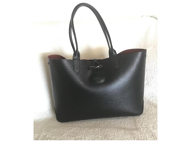 Longchamp Reed Black Red Leather  ref.889001