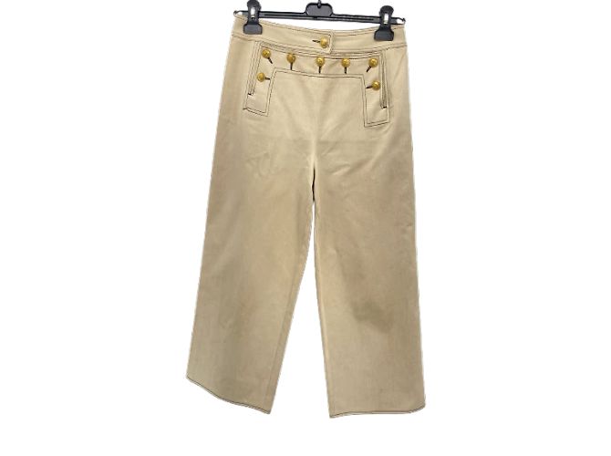 Calça CHANEL T.fr 36 Algodão Bege