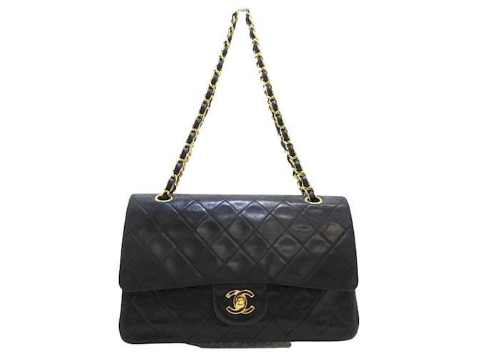 Timeless Chanel Double flap Black Leather  ref.889452