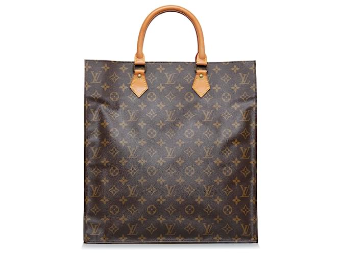 Louis Vuitton Brown Monogram Sac Plat Leather Cloth  ref.889838