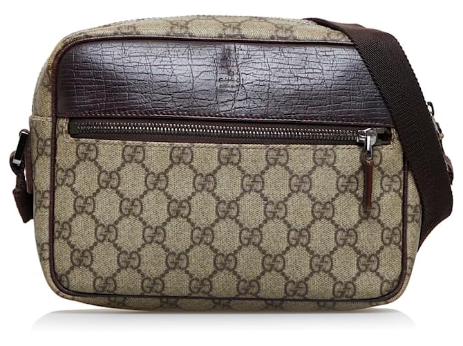 Gucci Brown GG Supreme Crossbody Bag Beige Cloth Cloth  ref.889859
