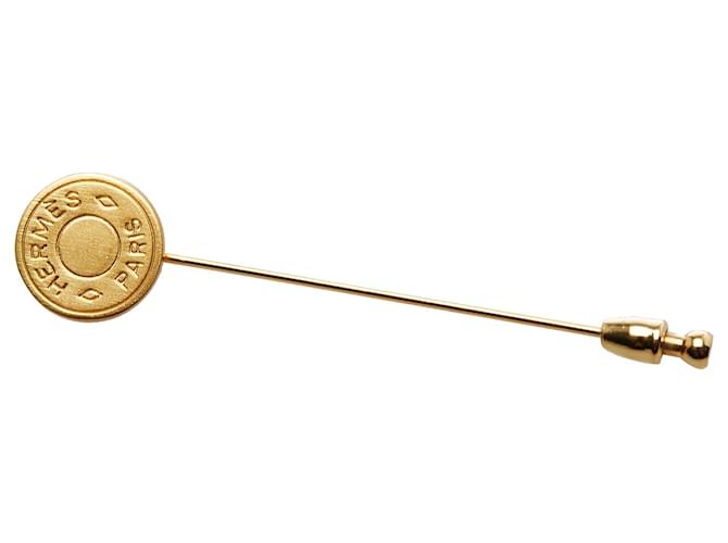 Hermès Pin de palo Hermes Gold Clou de Selle Dorado Metal  ref.889860