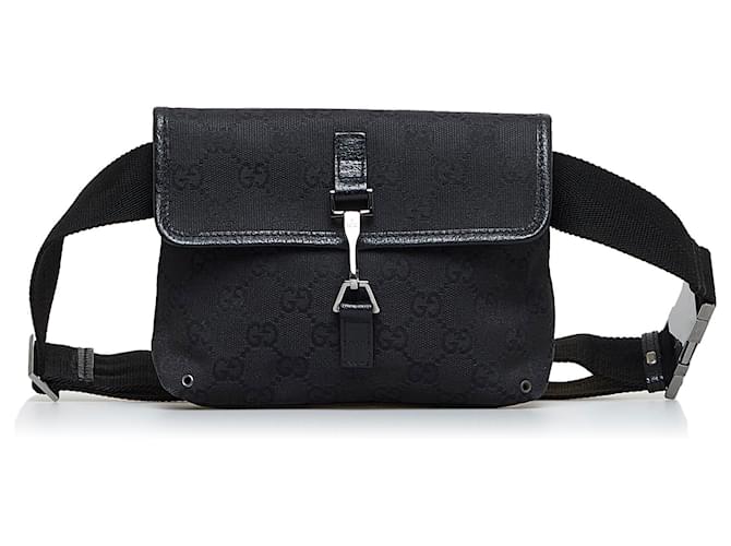 Gucci Black GG Canvas Jackie Belt Bag Leather Cloth Pony-style calfskin Cloth  ref.889862