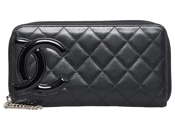 Chanel Black Cambon Ligne Zip Around Wallet Leather ref.889863 - Joli Closet