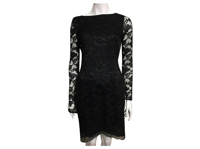 Diane Von Furstenberg DvF Zarita Langes Spitzenkleid in Schwarz