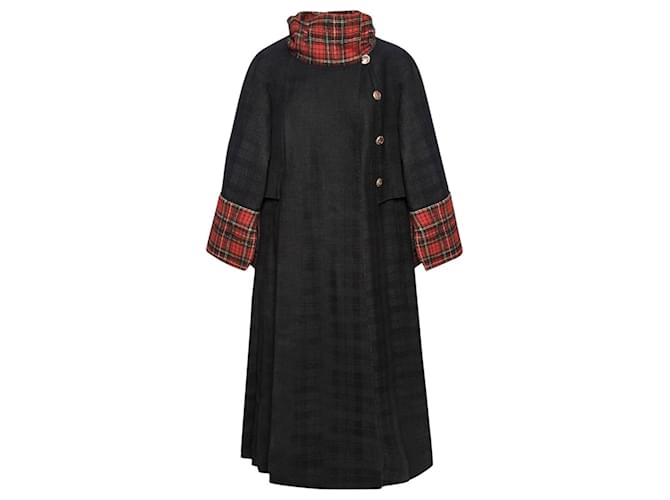 Chanel Campaña publicitaria abrigo de tartán de Edimburgo Negro Lana  ref.889978