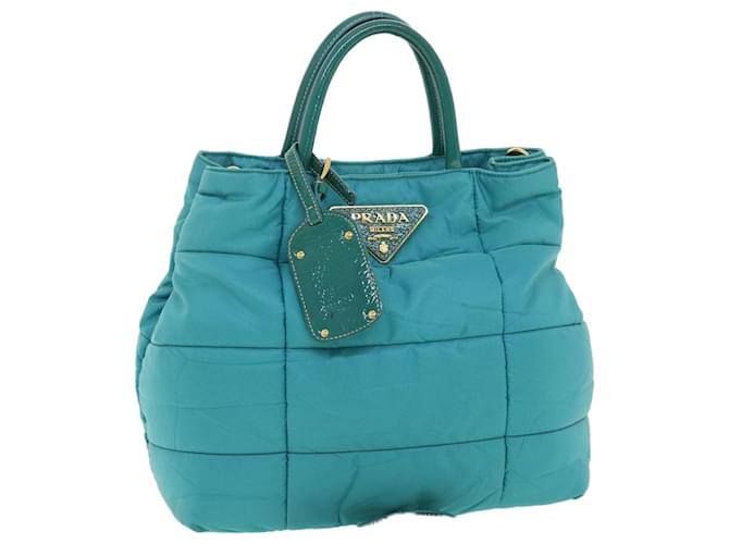 PRADA Quilted Hand Bag Nylon 2way Turquoise Blue Auth 40351  ref.890078