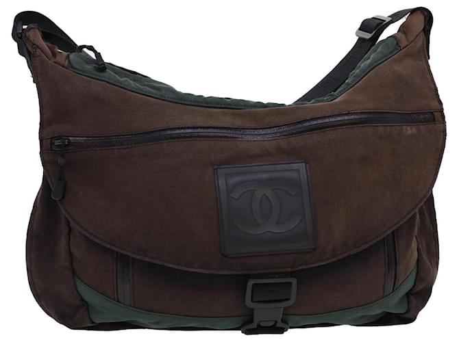 CHANEL Sports Line Shoulder Bag Canvas Brown CC Auth bs4812 Cloth  ref.890165