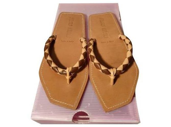 Miu Miu Flip Flops Caramel Leather