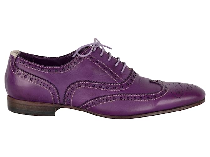 Paul Smith Leather Brogue Laced Shoes Purple  ref.889123
