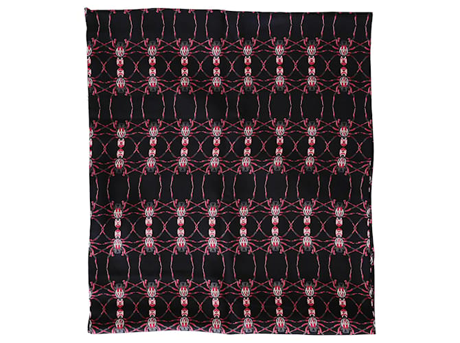 Sciarpa Alexander McQueen in seta nera con stampa ragno rosso Multicolore  ref.889145