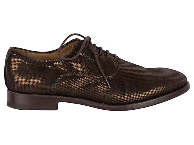 Paul Smith Sapato Metalizado com Cadarço Marrom Couro  ref.889146