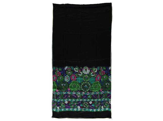 Roberto Cavalli Sciarpa Stampa Floreale Nera e Multicolor