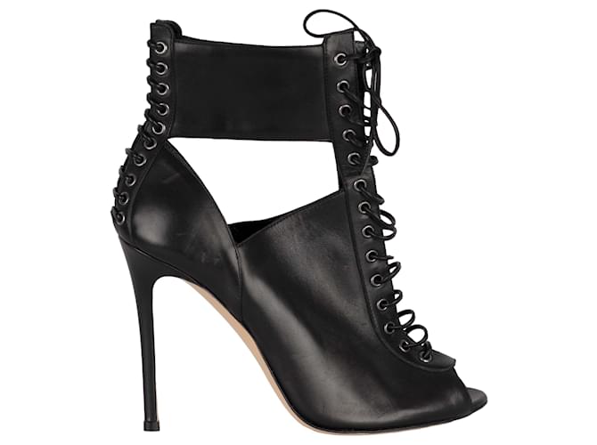 Gianvito Rossi Lace-up Ankle Boots Black Leather  ref.889160