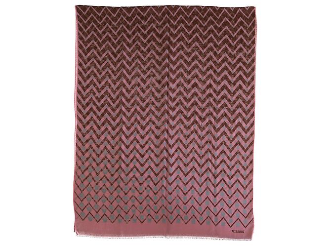 Missoni Pink Brown Chevron Pattern Scarf