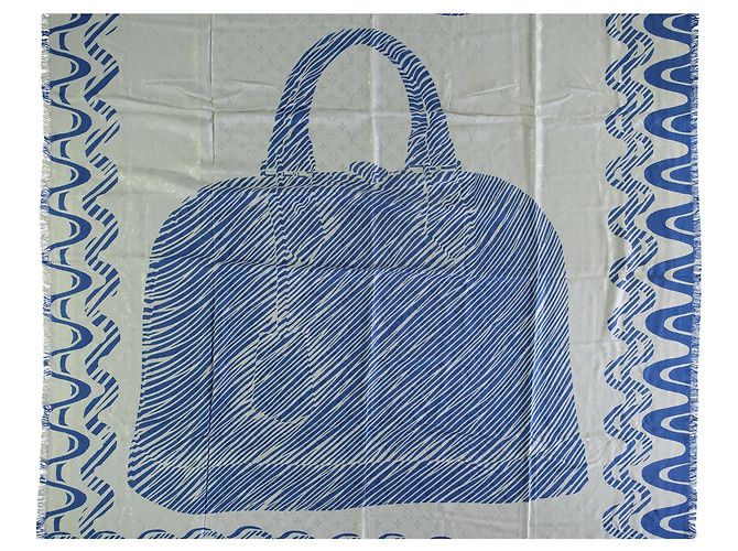 Sciarpa con stampa Alma blu e bianca Louis Vuitton Stampa python