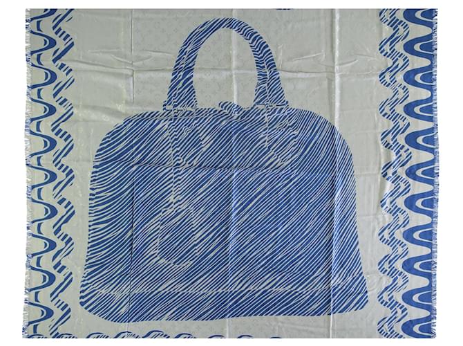 Louis Vuitton Blue and White Alma Print Scarf Python print Silk  ref.889184