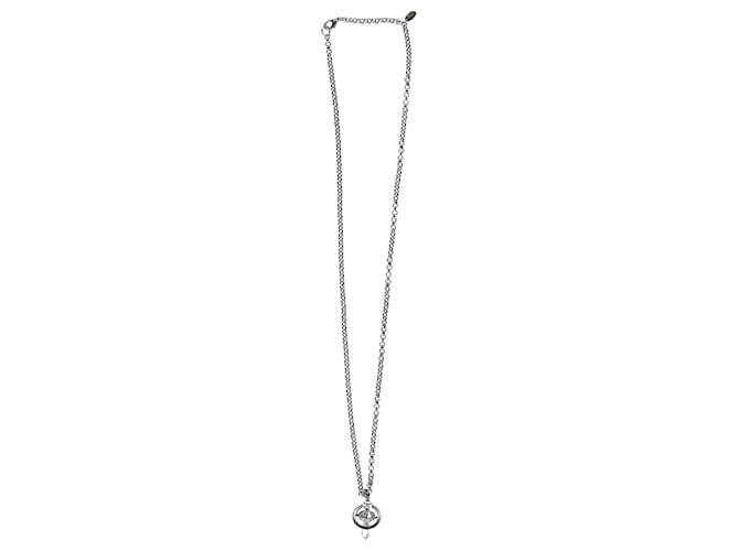 Vivienne Westwood Kugel-Kristall-Tropfen-Halskette Silber Metallisch Metall  ref.889202