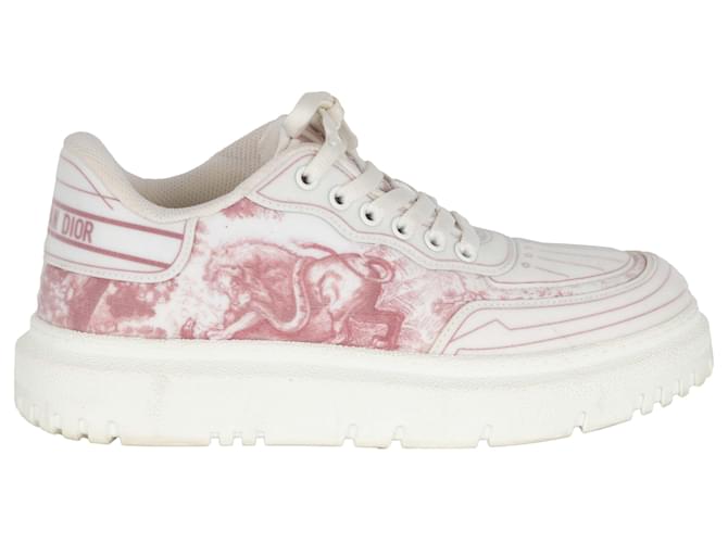 Christian Dior Addict Pink Toile De Jouy Sneakers White Synthetic  ref.889211