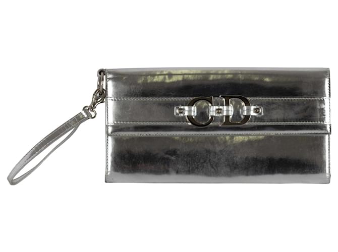 Bolso de mano Christian Dior en plata metalizada Metálico Cuero  ref.889231
