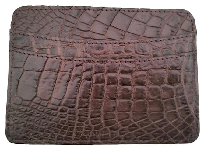Autre Marque Porte-cartes crocodile Cuirs exotiques Marron  ref.889923