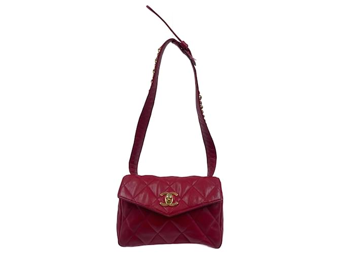 Bolsa Chanel de Couro Vermelho  ref.890512