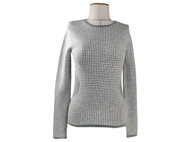 Allude Hahnentritt Kaschmirpullover Grau 