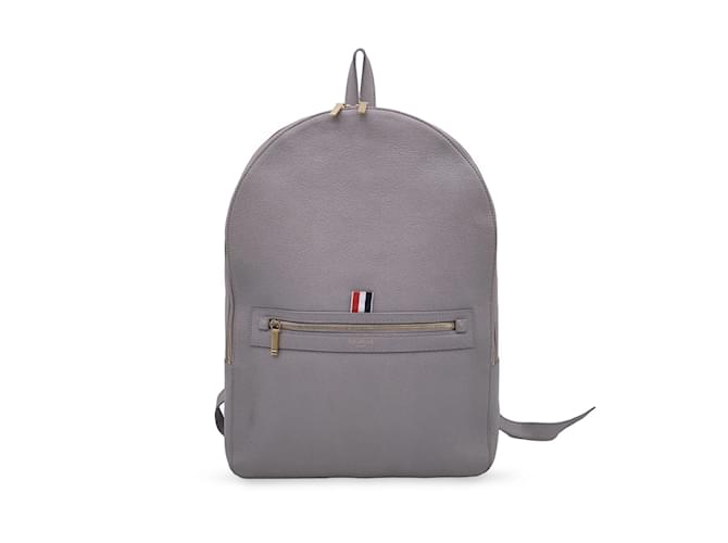 Thom Browne Grey Pebble Grain Leather Classic Backpack Bag  ref.890648