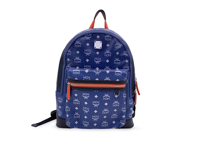 MCM Blue Visetos Reflective Nylon and Canvas Resnick Backpack Bag Cloth  ref.890649 - Joli Closet