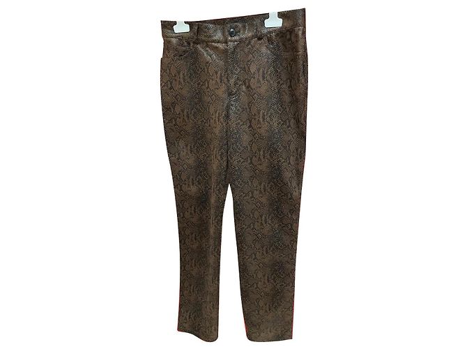 Agnès b. Hose Python Muster Kunstleder Schwarz und Dunkelbraun